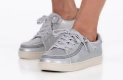 FINAL SALE - Women's Silver Grey Metallic BILLY Sneaker Low Tops -Fashion Shoe Store BW22128 050 studio standing 2 940x614 fd328dcc 54c1 4ab5 89da f297d1083912