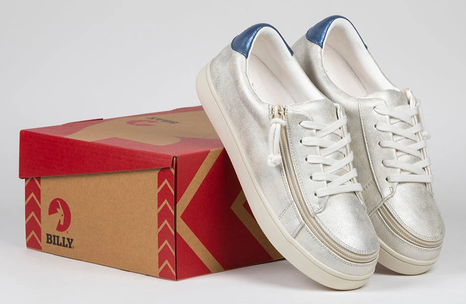 FINAL SALE - Women's White (Navy Mustache) BILLY Sneakers 9 FINAL SALE - Women's White (Navy Mustache) BILLY Sneakers - Image 7