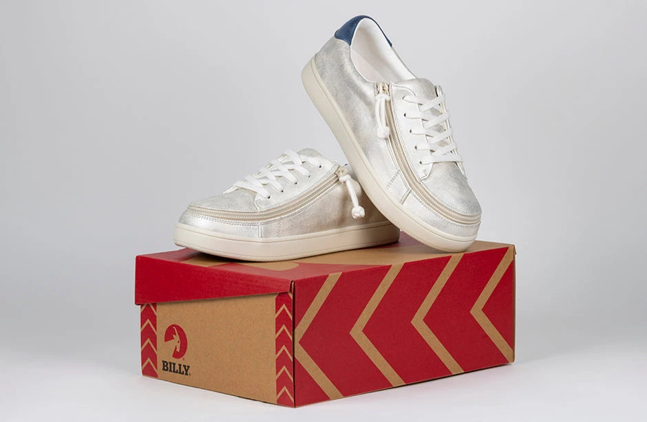 FINAL SALE - Women's White (Navy Mustache) BILLY Sneakers 10 FINAL SALE - Women's White (Navy Mustache) BILLY Sneakers - Image 8