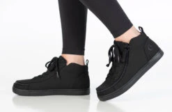 FINAL SALE - Women's Black To The Floor BILLY Sneaker Lace Mid Tops -Fashion Shoe Store BW22135 003 studio standing 1 940x614 72828835 5f55 4729 844e 6e002d38e122